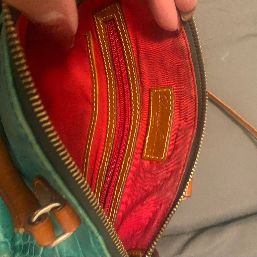 Dooney & Bourke Teal Crocodile-Embossed Shoulder Bag - Picture 2 of 3